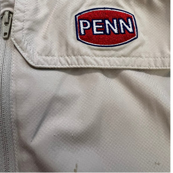 PENN Men's Button-up Shirt Size XL in Beige Vented Back Roll Tab Long Sleeves - Picture 3 of 6